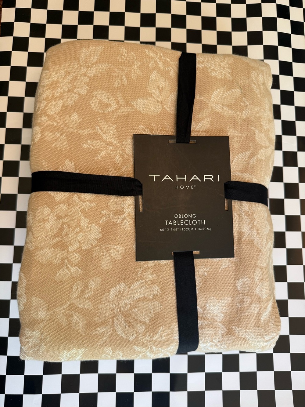 Tahari Home Beige & Cream Floral Jacquard Tablecloth